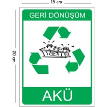 Mayeka Metal Geri Dönüşüm Akü 15X20 cm Uyarı Iş Güvenliği Levhası