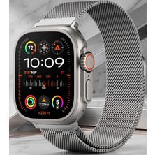 bbtech Apple Watch Series 11/10/9/8/7/6/ultra 3-2/se 3-2 Uyumlu 44/45/46/49MM Milano Loop Kordon Metal Hasır Mıknatıslı Loop Kayış Lansman Milanes Metal Örgü Manyetikli Kordon