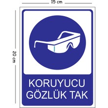 Mayeka Metal Koruyucu Gözlük Tak 15X20 cm Uyarı Iş Güvenliği Levhası