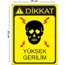Mayeka Metal Dikkat Yüksek Gerilim 15X20 cm Uyarı Iş Güvenliği Levhası