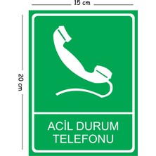 Mayeka Metal Acil Durum Telefonu 15X20 cm Uyarı Iş Güvenliği Levhası