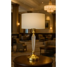 Lampada Amore Gold Kristal Metal Abajur - Krem