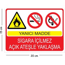 Mayeka Metal Yanıcı Madde Sigara Içilmez Açık Ateşle Yaklaşma 15X20 cm Uyarı Iş Güvenliği Levhası