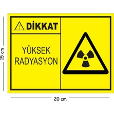 Mayeka Metal Dikkat Yüksek Radrasyon 15X20 cm Uyarı Iş Güvenliği Levhası