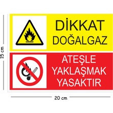 Mayeka Metal Dikkat Doğalgaz Ateşle Yaklaşmak Yasaktır 15X20 cm Uyarı Iş Güvenliği Levhası
