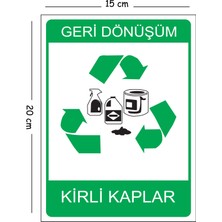 Mayeka Metal Geri Dönüşüm Kirli Kaplar 15X20 cm Uyarı Iş Güvenliği Levhası