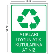 Mayeka Metal Atıkları Uygun Atık Kutularına Atınız 15X20 cm Uyarı Iş Güvenliği Levhası