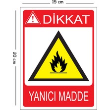 Mayeka Metal Dikkat Yanıcı Madde 15X20 cm Uyarı Iş Güvenliği Levhası