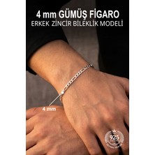 Silvera Telkari 925 Ayar Gümüş Erkek Bileklik 4 mm Figaro Zincir ST423