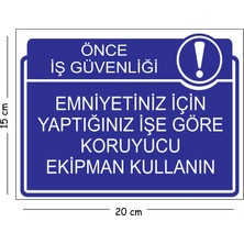 Mayeka Metal Emniyetiniz Için Yaptığınız Işe Göre Koruyucu Ekipman Kullanın 15X20 cm Uyarı Iş Güvenliği