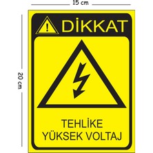 Mayeka Metal Dikkat Tehlike Yüksek Voltaj 15X20 cm Uyarı Iş Güvenliği Levhası