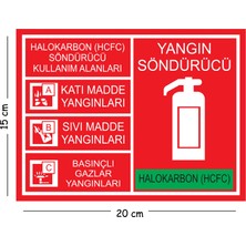 Mayeka Metal Yangın Söndürücü Halokarbon 15X20 cm Uyarı Iş Güvenliği Levhası