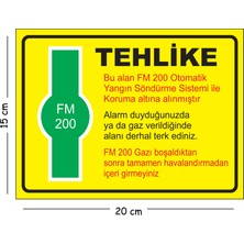 Mayeka Metal Tehlike Bu Alan FM200 Otomatik Yangın Söndürme Sistemi Ile Koruma Altına Alınmıştır 15X20 cm