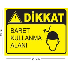 Mayeka Metal Dikkat Baret Kullanma Alanı 15X20 cm Uyarı Iş Güvenliği Levhası