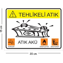 Mayeka Metal Tehlikeli Atık Atık Akü 15X20 cm Uyarı Iş Güvenliği Levhası