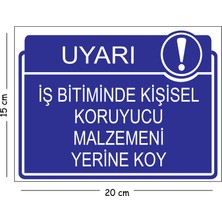 Mayeka Metal Iş Bitiminde Kişisel Koruyucu Malzemeni Yerine Koy 15X20 cm Uyarı Iş Güvenliği Levhası