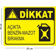 Mayeka Metal Dikkat Açıkta Benzin Mazot Bırakma 2 15X20 cm Uyarı Iş Güvenliği Levhası