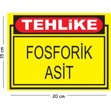Mayeka Metal Tehlike Fosforik Asit 15X20 cm Uyarı Iş Güvenliği Levhası