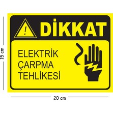 Mayeka Metal Dikkat Elektrik Çarpma Tehlikesi 15X20 cm Uyarı Iş Güvenliği Levhası