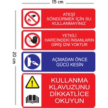 Mayeka Metal Ateşi Söndürmek Için Su Kullanmayınız 15X20 cm Uyarı Iş Güvenliği Levhası