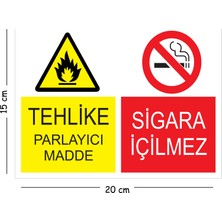 Mayeka Metal Tehlike Parlayıcı Madde Sigara Içilmez 15X20 cm Uyarı Iş Güvenliği Levhası