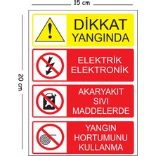 Mayeka Metal Dikkat Yangında Elektrik Elektronik Akaryakıt Sıvı Maddelerde Yangın Hortumunu 15X20 cm