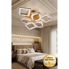Lytra Lighting Hera Model 6'lı Gold 3 Renk Modu Ledli Tavana Sıfır Modern Salon Mutfak Çocuk Yatak Odası LED Avize