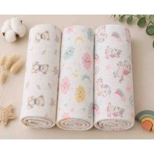 Childmechild Çok Amaçlı Müslin Örtü & Battaniye 3'lü Set %100 Pamuk 80X90 cm