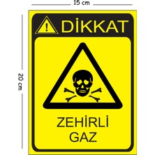 Mayeka Metal Dikkat Zehirli Gaz 15X20 cm Uyarı Iş Güvenliği Levhası