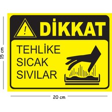 Mayeka Metal Dikkat Tehlike Sıcak Sıvılar 15X20 cm Uyarı Iş Güvenliği Levhası