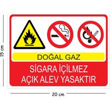 Mayeka Metal Doğal Gaz Sigara Içilmez Açık Alev Yasaktır 15X20 cm Uyarı Iş Güvenliği Levhası