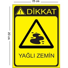 Mayeka Metal Dikkat Yağlı Zemin 15X20 cm Uyarı Iş Güvenliği Levhası
