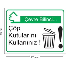 Mayeka Metal Çevre Bilinci Çöp Kutularını Kullanınız 15X20 cm Uyarı Iş Güvenliği Levhası