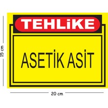 Mayeka Metal Tehlike Asetik Asit 15X20 cm Uyarı Iş Güvenliği Levhası