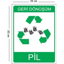 Mayeka Metal Geri Dönüşüm Pil 15X20 cm Uyarı Iş Güvenliği Levhası