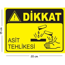 Mayeka Metal Dikkat Asit Tehlikesi 2 15X20 cm Uyarı Iş Güvenliği Levhası