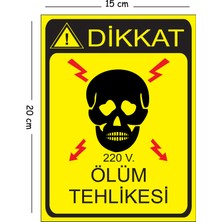 Mayeka Metal Dikkat Ölüm Tehlikesi 2 15X20 cm Uyarı Iş Güvenliği Levhası