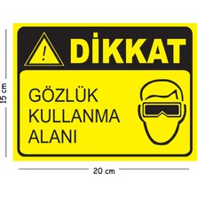 Mayeka Metal Dikkat Gözlük Kullanma Alanı 15X20 cm Uyarı Iş Güvenliği Levhası