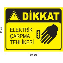 Mayeka Metal Dikkat Elektrik Çarpma Tehlikesi 2 15X20 cm Uyarı Iş Güvenliği Levhası