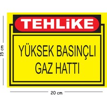 Mayeka Metal Tehlike Yüksek Basınçlı Gaz Hattı 15X20 cm Uyarı Iş Güvenliği Levhası