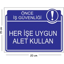 Mayeka Metal Her Işe Uygun Alet Kullan 15X20 cm Uyarı Iş Güvenliği Levhası