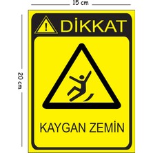 Mayeka Metal Dikkat Kaygan Zemin 15X20 cm Uyarı Iş Güvenliği Levhası