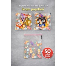 Colorpak Bayram ve Özel Günler Için Ikram ve Hediye Kesesi 50 Adet Kendinden Yapışkanlı Şeffaf Poşet 10X10 cm