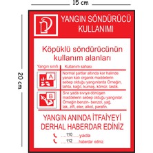 Mayeka Metal Köpüklü Yangın Söndürücü Kullanımı 15X20 cm Uyarı Iş Güvenliği Levhası