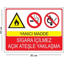Mayeka Metal Yanıcı Madde Sigara Içilmez Açık Ateşle Yaklaşma 2 20X30 cm A4 Uyarı Iş Güvenliği Levhası