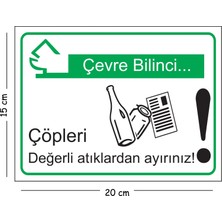 Mayeka Metal Çevre Bilinci Çöpleri Değerli Atıklardan Ayırınız 15X20 cm Uyarı Iş Güvenliği Levhası