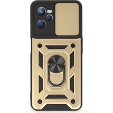 Selfbuysell Realme C35 Kılıf Pars Lens Yüzüklü Silikon - Gold