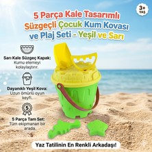 Mixoyuncak Çocuk Kum Kovası ve Plaj Seti 5 Parça Kale Tasarımlı Süzgeçli Sarı