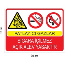 Mayeka Metal Patlayıcı Gazlar Sigara Içilmez Açık Alev Yasaktır 15X20 cm Uyarı Iş Güvenliği Levhası