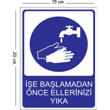 Mayeka Metal Ellerinizi Yıkayın 15X20 cm Uyarı Iş Güvenliği Levhası